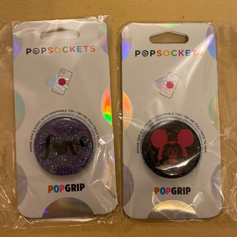 Popsocket bundle with 2 custom glitter swappable Popsockets